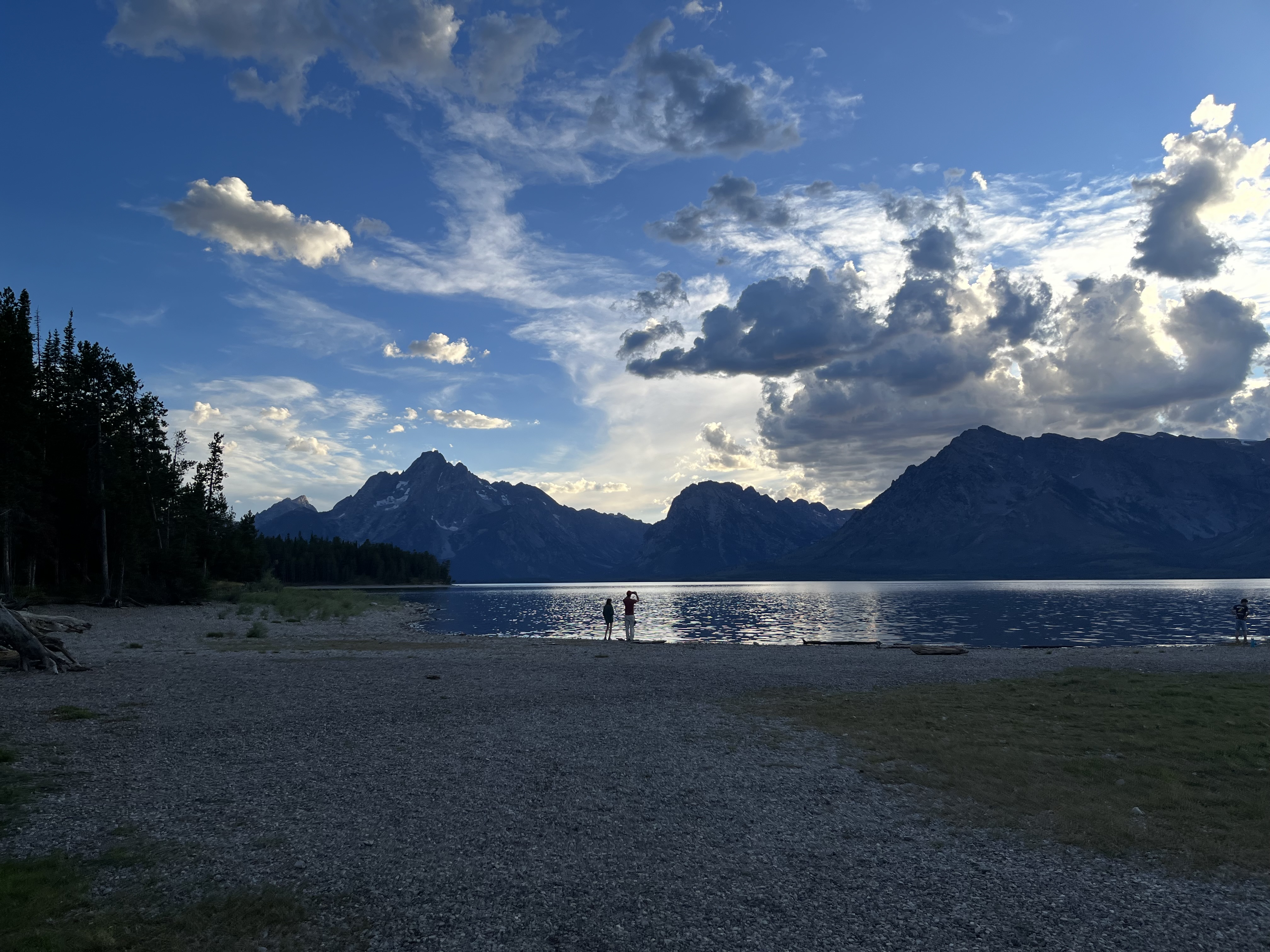 Lake and mountains at dusk
