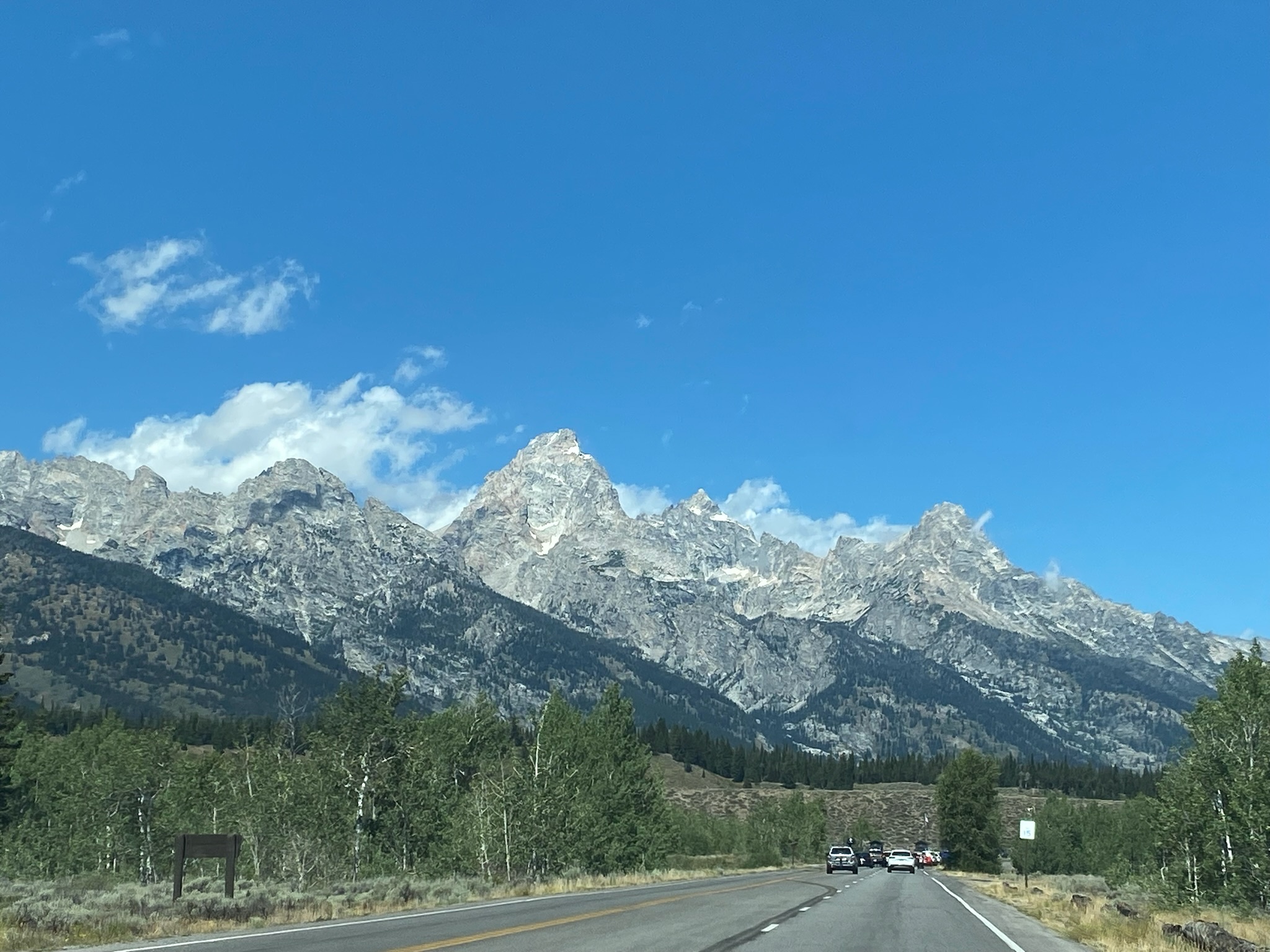 Mountain range above highway